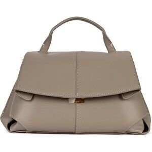 Luxury Grey Faux Leather Top Handle Bag for Women - Large Satchel Tote